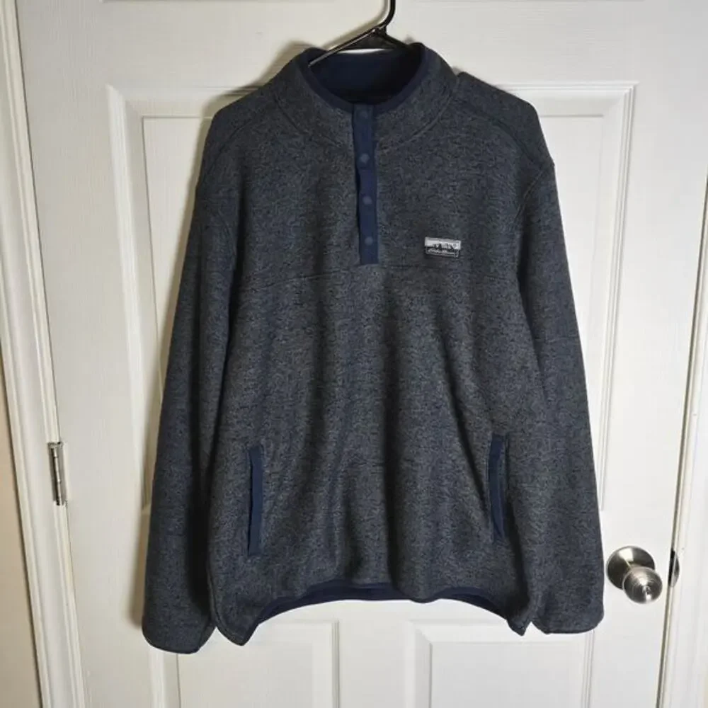 Eddie Bauer Pullover-Gray/Blue-Men's L